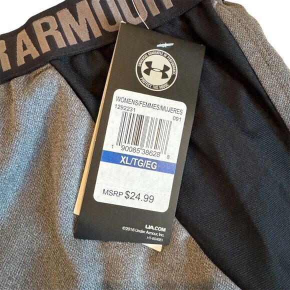 Under Armour HeatGear Womens Loose Fit Training Running Shorts Gray Black XL NWT - Picture 6 of 6